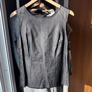 CAbi Black Leather Tank Top